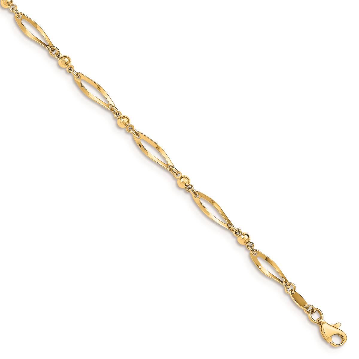 Gold Classics(tm) 14kt. Gold Polished & Diamond Cut 9in. Anklet