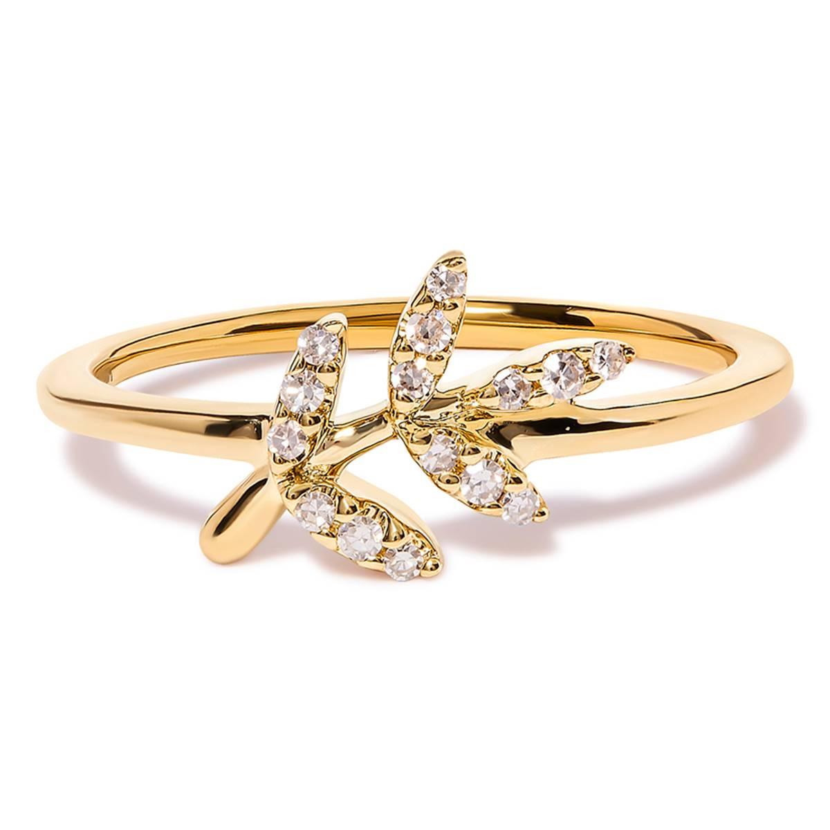 Haus of Brilliance 10kt. Yellow Gold 1/10ctw. Diamond Leaf Ring