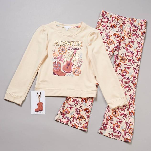 Girls (7-12) BTween® Texas Top & Floral Flare Leggings Set