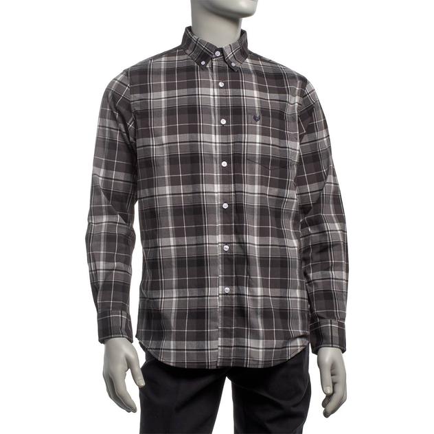 Mens Chaps Long Sleeve Plaid Button Down Shirt - Granite Grey