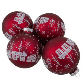 Northlight 4ct. Snowy City Christmas Glass Ball Ornaments