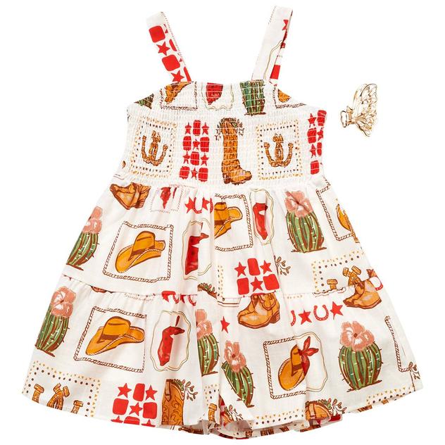 Girls (7-12) Tween Diva Sleeveless Smocked Cowgirl Romper