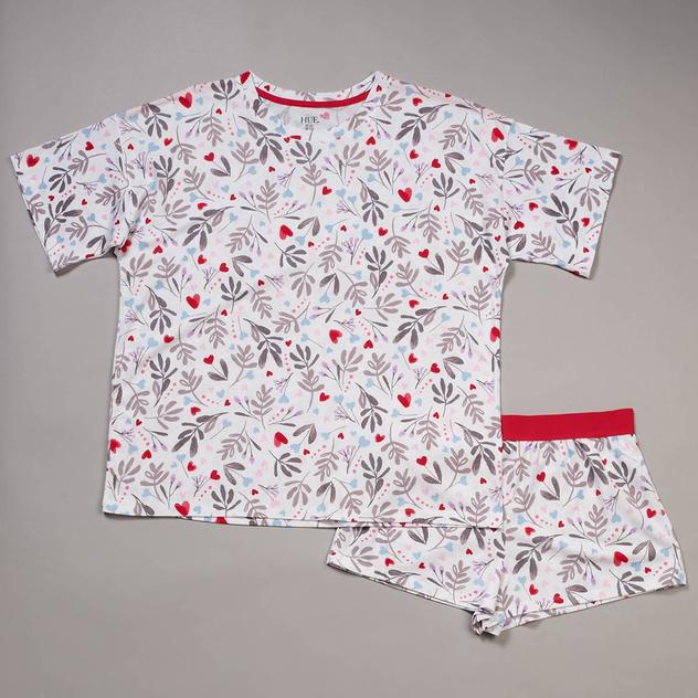 Womens HUE® Heart Petal Short Sleeve Pajama Set