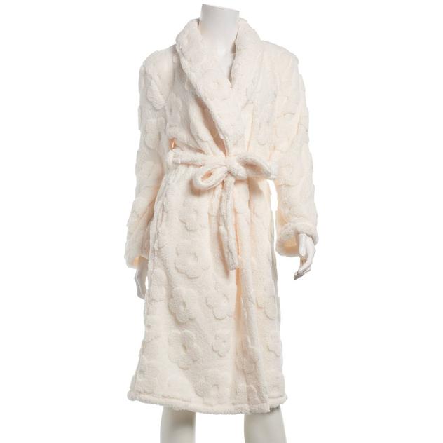 Womens Jasmine Rose Long Sleeve Flower Shaggy Jacquard Shawl Robe
