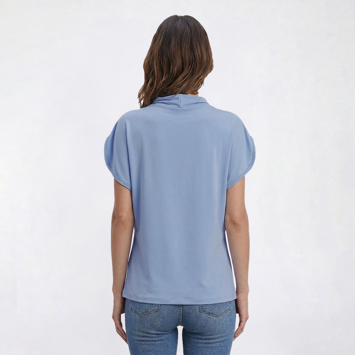 Womens Halston Drape Mock Neck Butterfly Sleeve Blouse