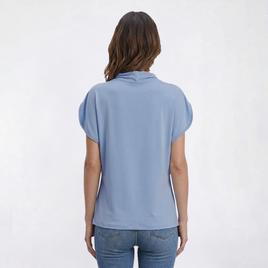 Womens Halston Drape Mock Neck Butterfly Sleeve Blouse