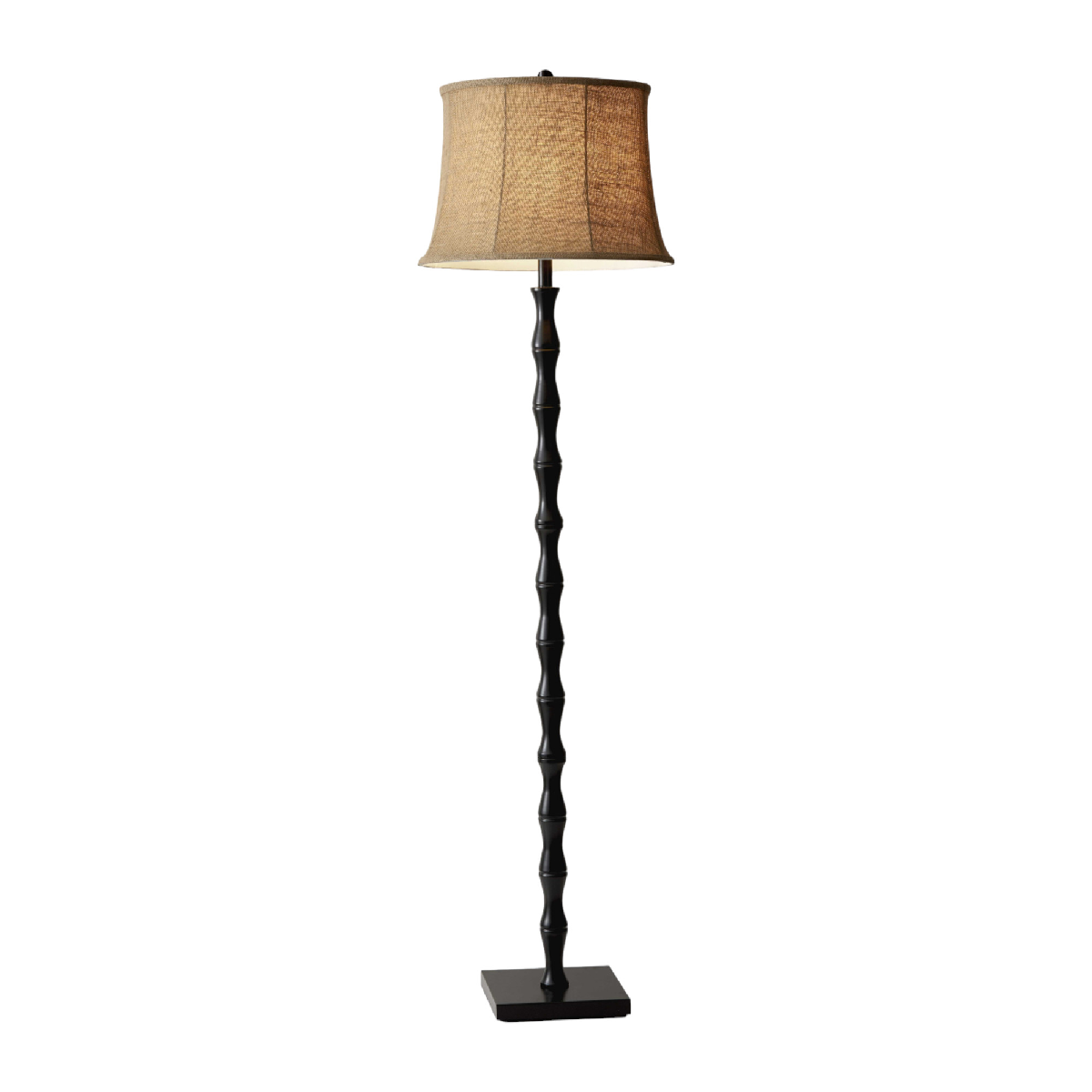 HomeRoots 62 Brown And Black Floor Lamp With Beige Burlap Shade