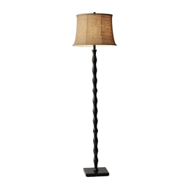 HomeRoots 62 Brown And Black Floor Lamp With Beige Burlap Shade