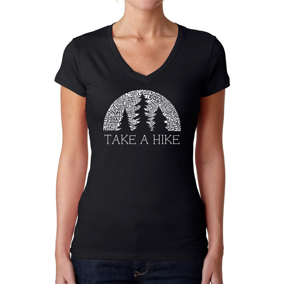 Womens LA Pop Art Nature Lover - Word Art V-Neck T-Shirt