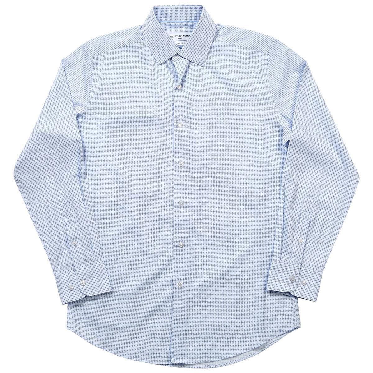 Mens Christian Aujard Fitted Dress Shirt - White/Blue