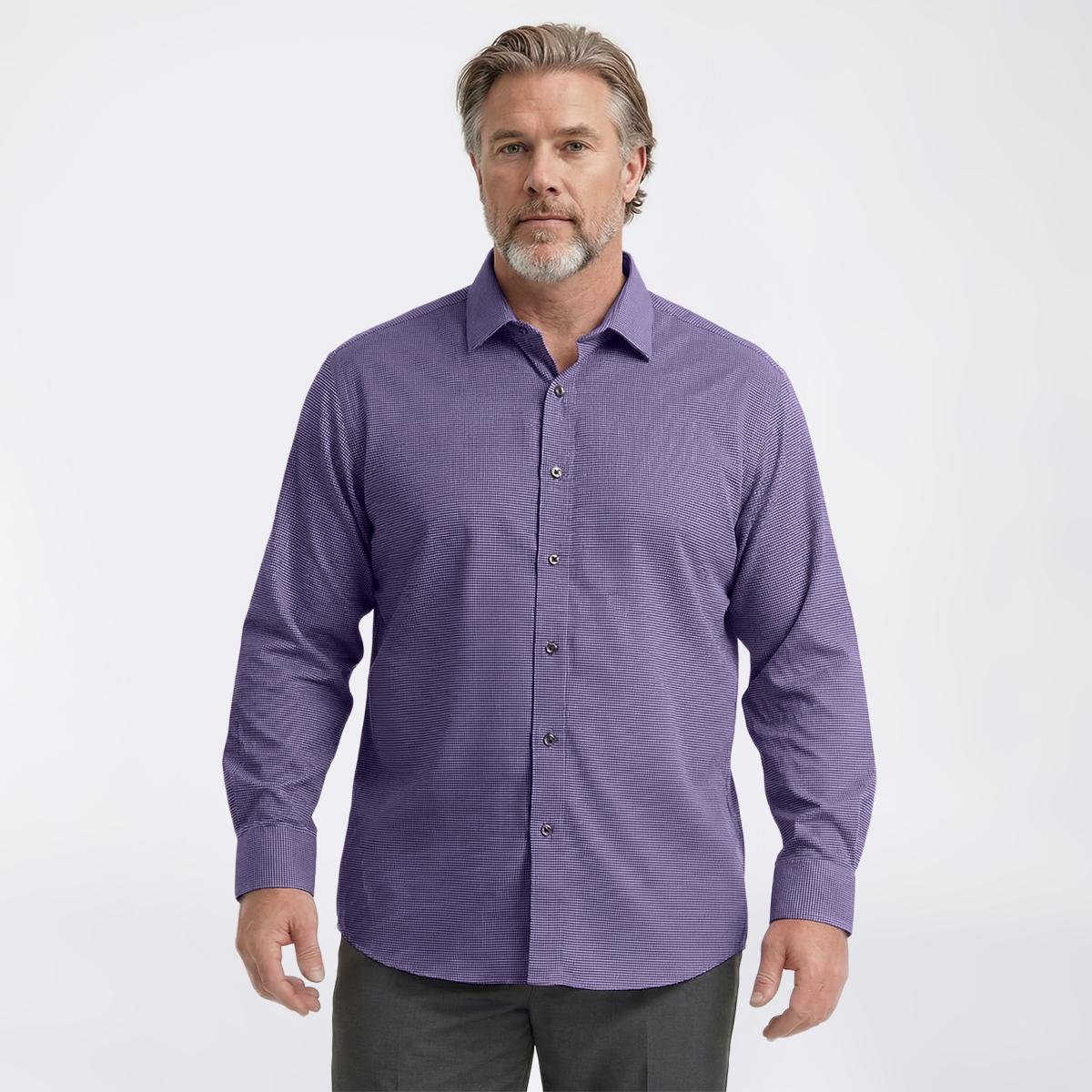 Mens Big & Tall Christian Aujard Stretch Dress Shirt-Purple/Lilac
