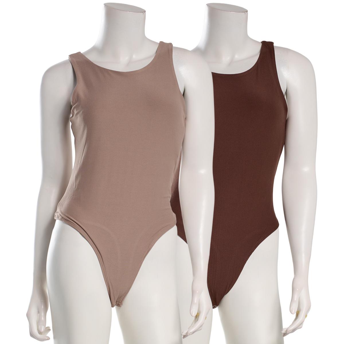Juniors Pink Rose 2pk. Double Layer Crew Neck Bodysuit
