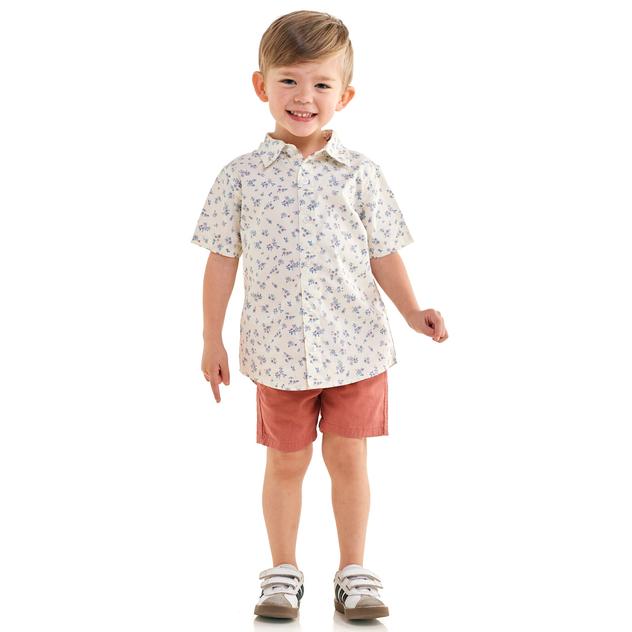 Toddler Boy Stitch & Stone Floral Button Down Top & Shorts Set