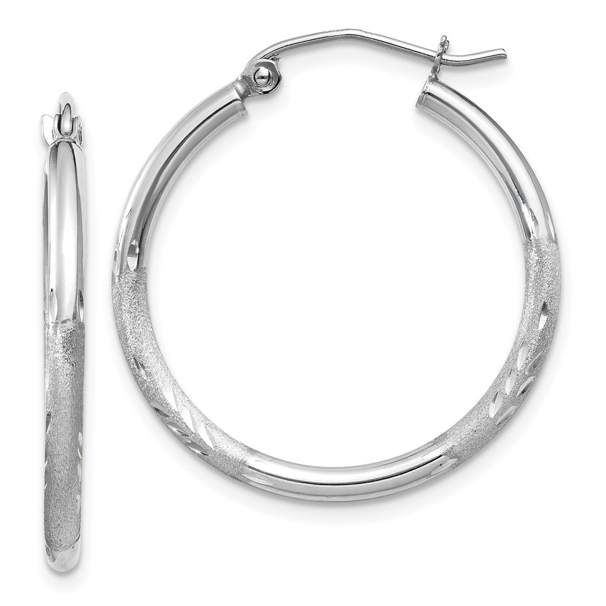 Gold Classics(tm) 14kt. White Gold Satin Round Hoop Earrings