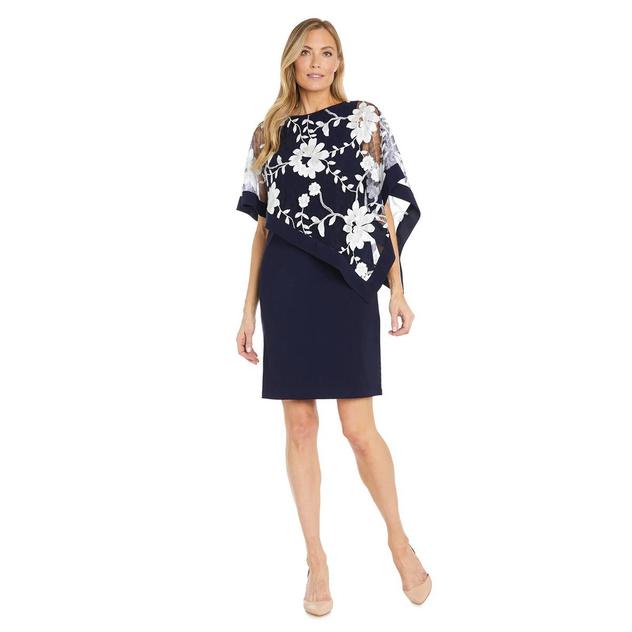 Petite R&M Richards Floral Threadwork Poncho Sheath Dress