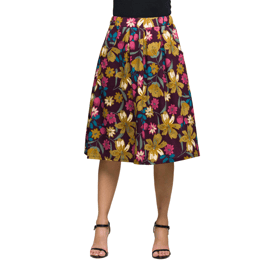 Womens 24/7 Comfort Apparel Purple Floral Pocket Midi Skirt
