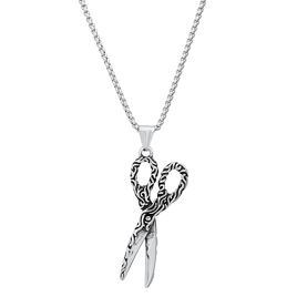 Mens Iron Saints Stainless Steel Rope Chain with Scissor Pendant