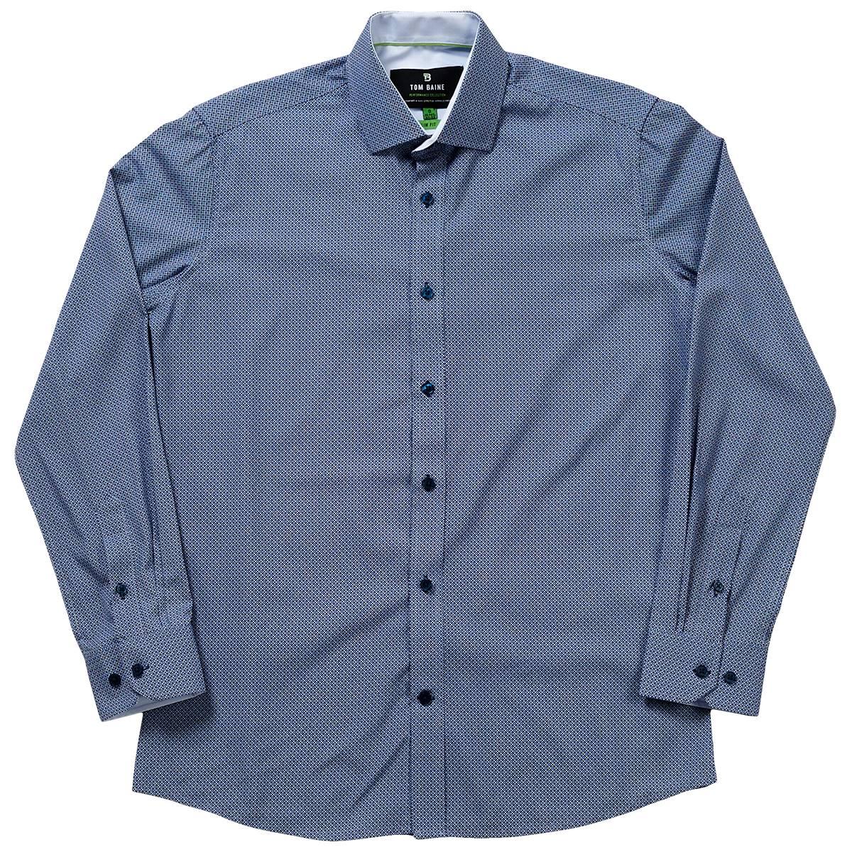 Mens Tom Baine Slim Fit Geometric Dress Shirt - Medium Blue