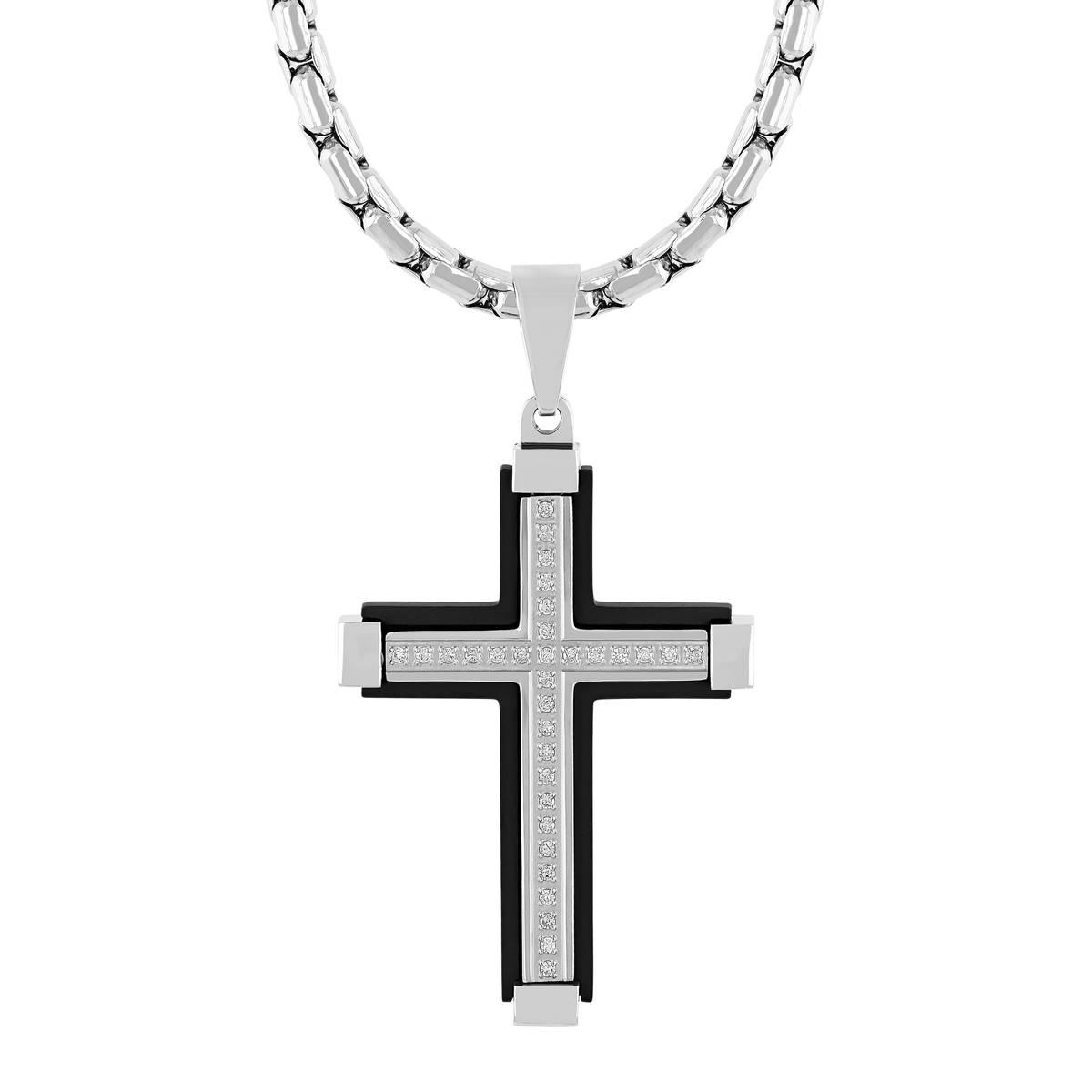 Mens Gentlemen''s Classics(tm) Two-Tone Cross Pendant Necklace