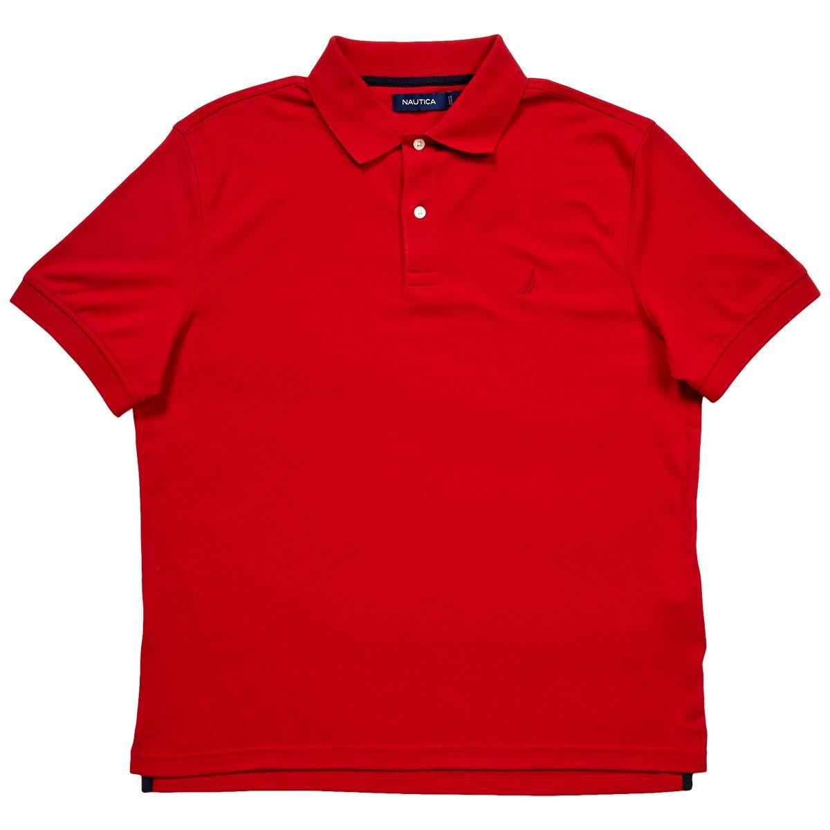 Mens Nautica Solid Interlock Ribbed Neckline Polo