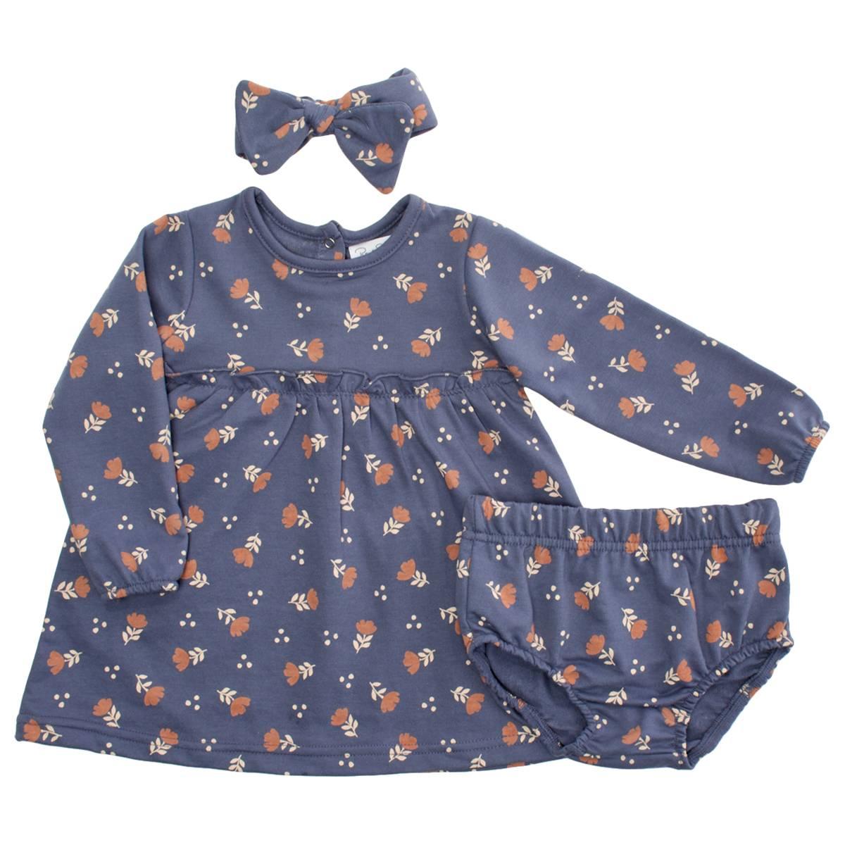 Baby Girl (12-24M) Rene Rofe(R) Floral 3pc. Long Sleeve Dress Set