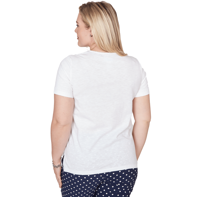 Petite Alfred Dunner Port Side Short Sleeve Square Neck Blouse