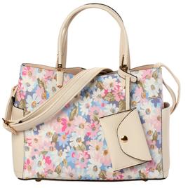 DS Fashion Triple Compartment Floral Satchel with Card Case