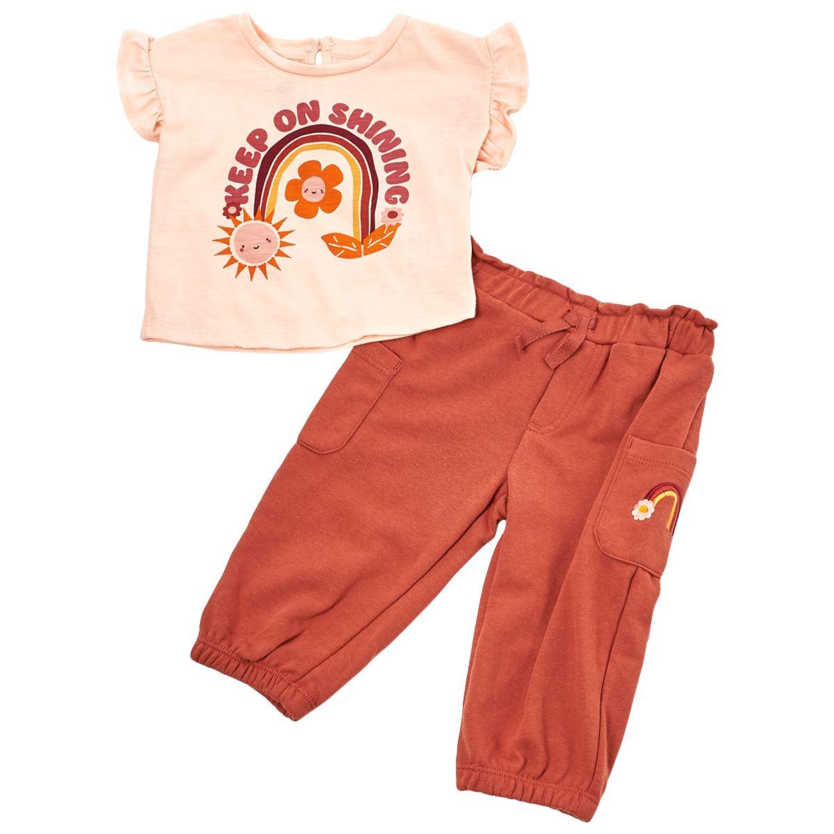 Baby Girl (12-24M) Kids Headquarters Rainbow Top Jog Set