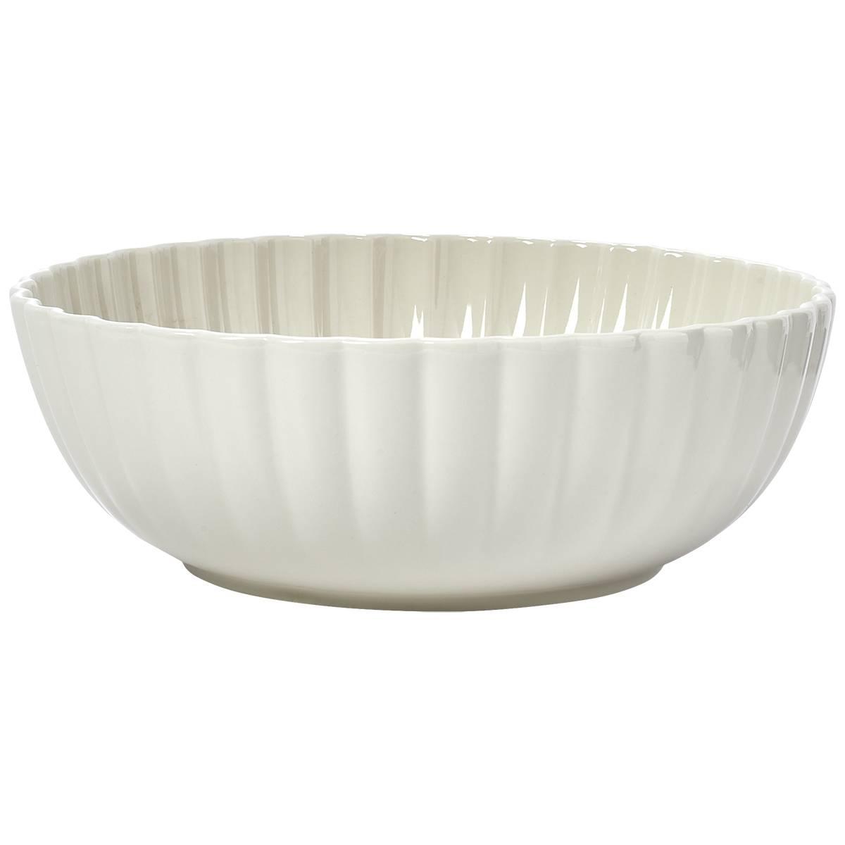 Home Essentials 11in White Scallop Serving Bowl