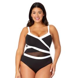 Plus Size Anne Cole Mesh Mesh Insert Symetric