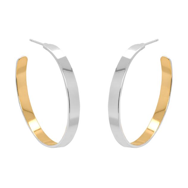 Marsala 40mm Sterling Silver Two-Tone C Hoop Earrings