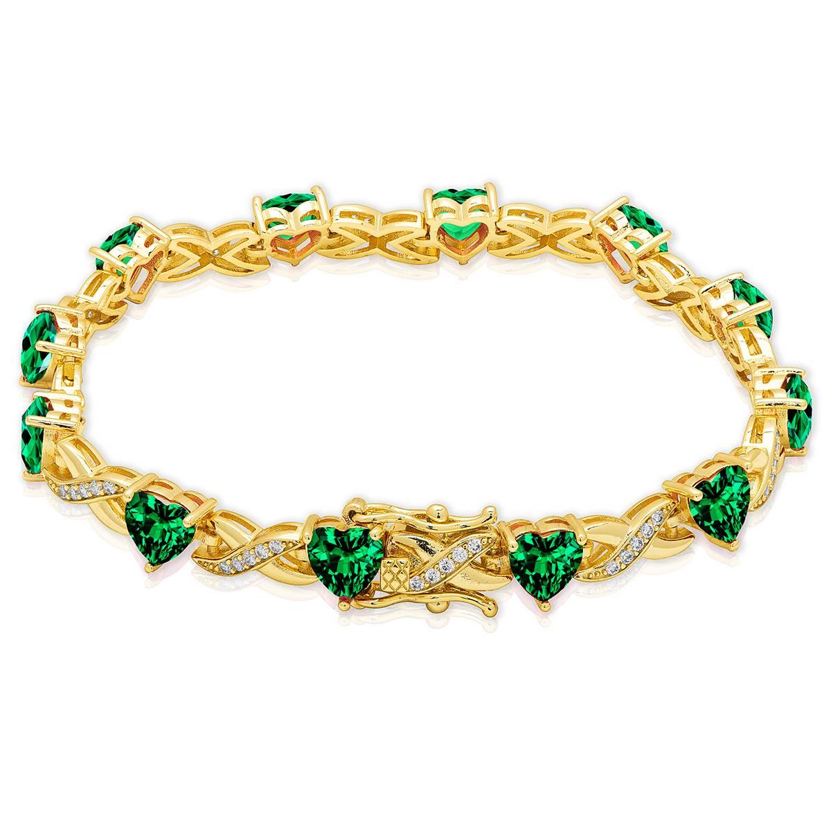 Gianni Argento Lab Grown Emerald Infinity Heart & X Bracelet