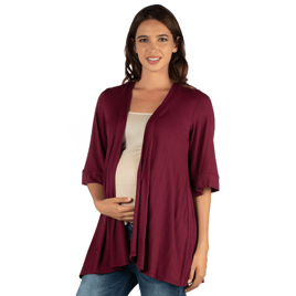 Plus Size 24/7 Comfort Apparel Elbow Sleeve Maternity Cardigan