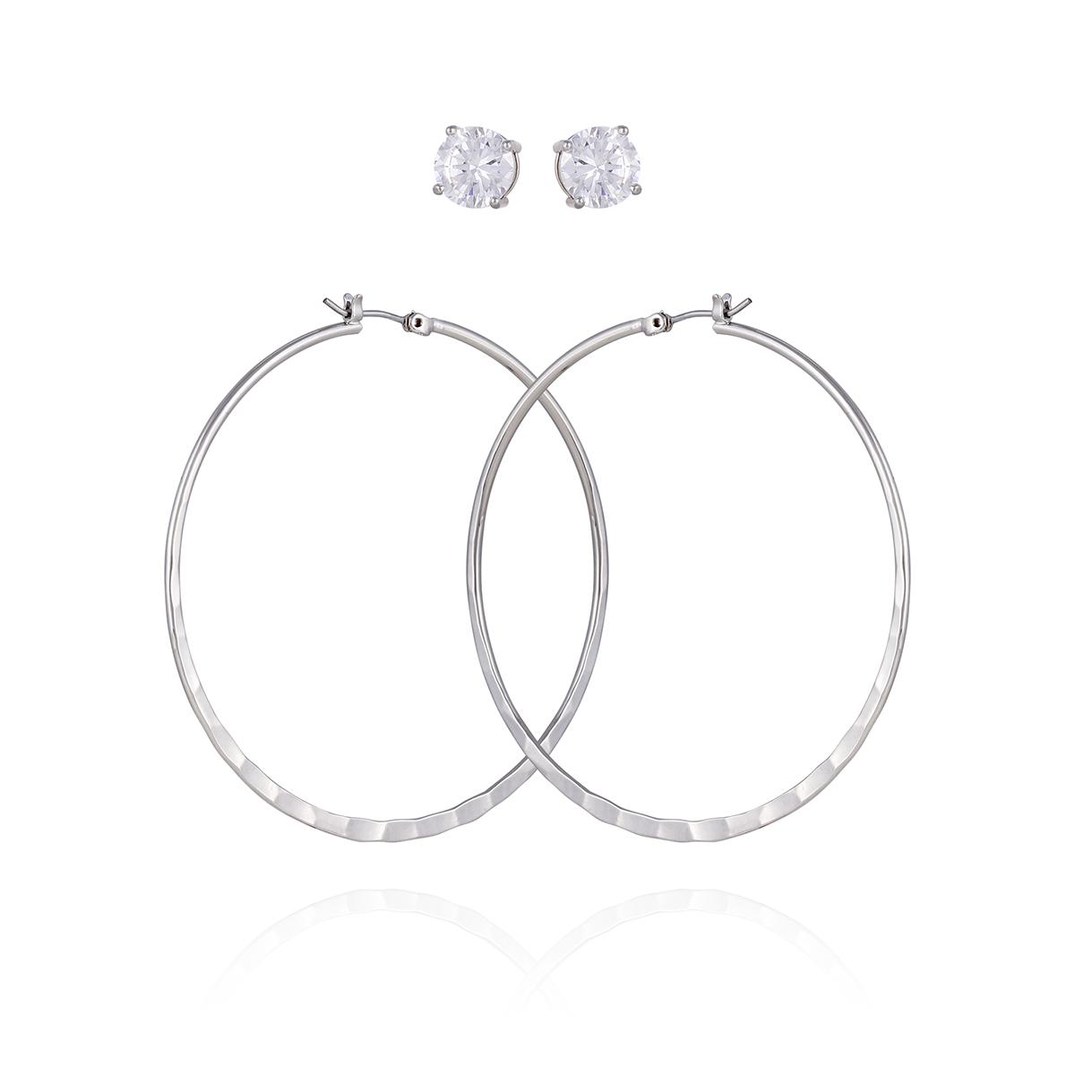 Guess 2pr. Hoop & Cubic Zirconia Stud Earrings