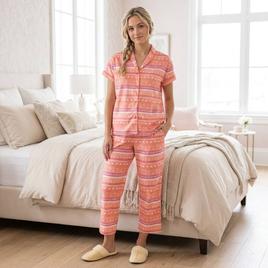 Womens MUK LUKS(R) Nautical Fairisle Shawl Cropped Pajama Set