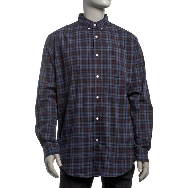 Mens Big & Tall Chaps Stretch Plaid Button Down Shirt - Navy