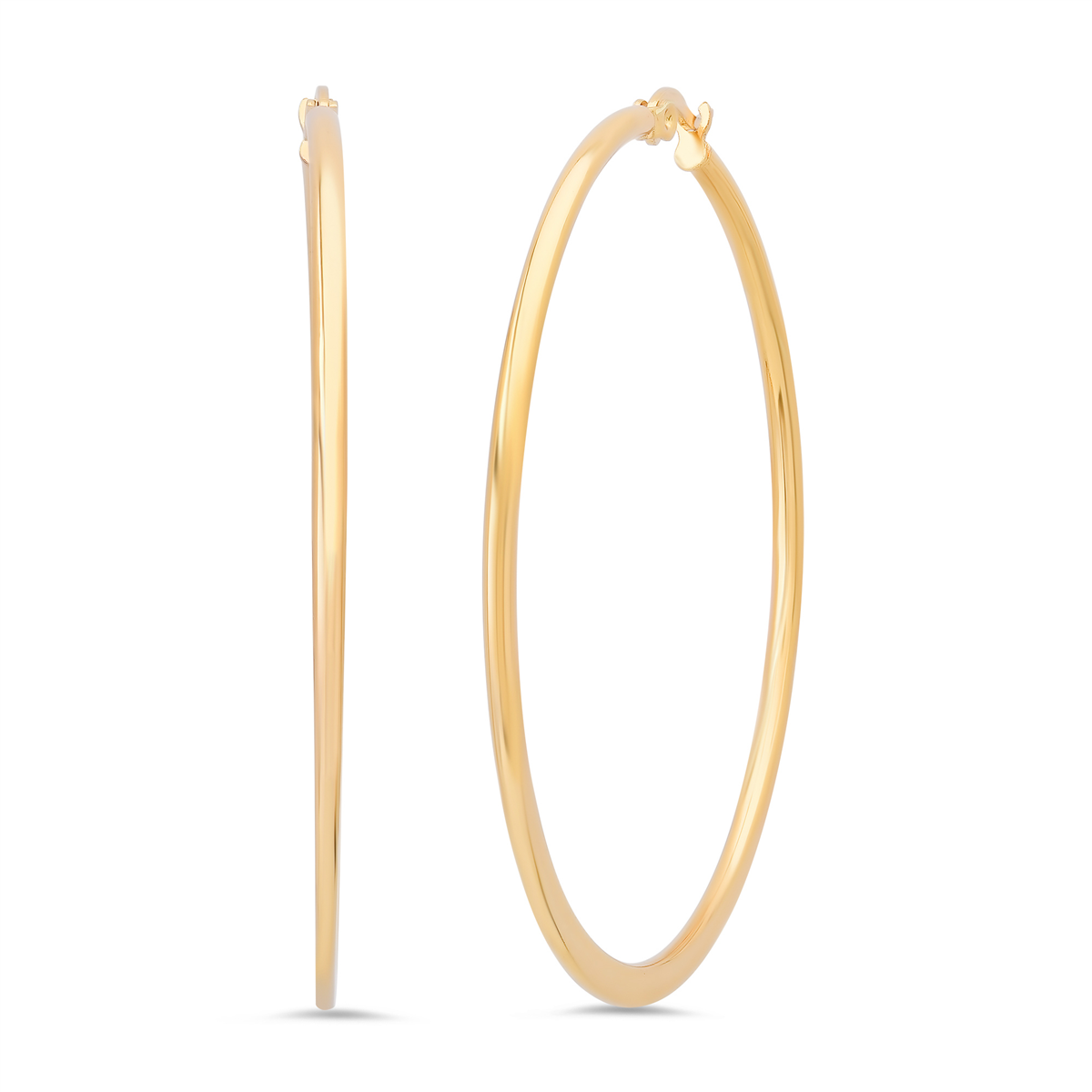Saffron 50mm 18kt. Gold Polished Flat Bottom Hoop Earrings