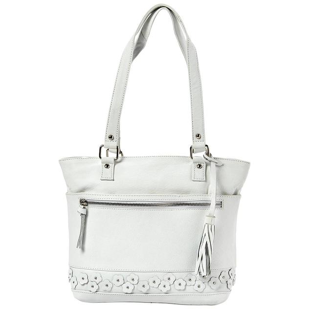 Great American Leatherworks Floral Applique Solid Tote w/ Tassel