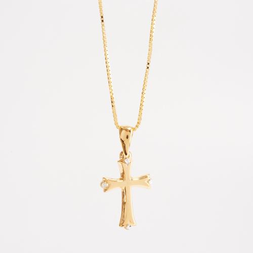 14kt. Gold Over Sterling Silver Gothic Cross Necklace