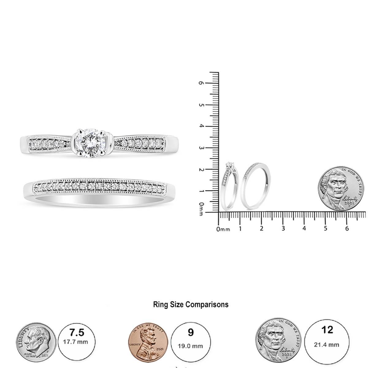 Haus of Brilliance Sterling Silver 1/3ctw. Diamond Bridal Set