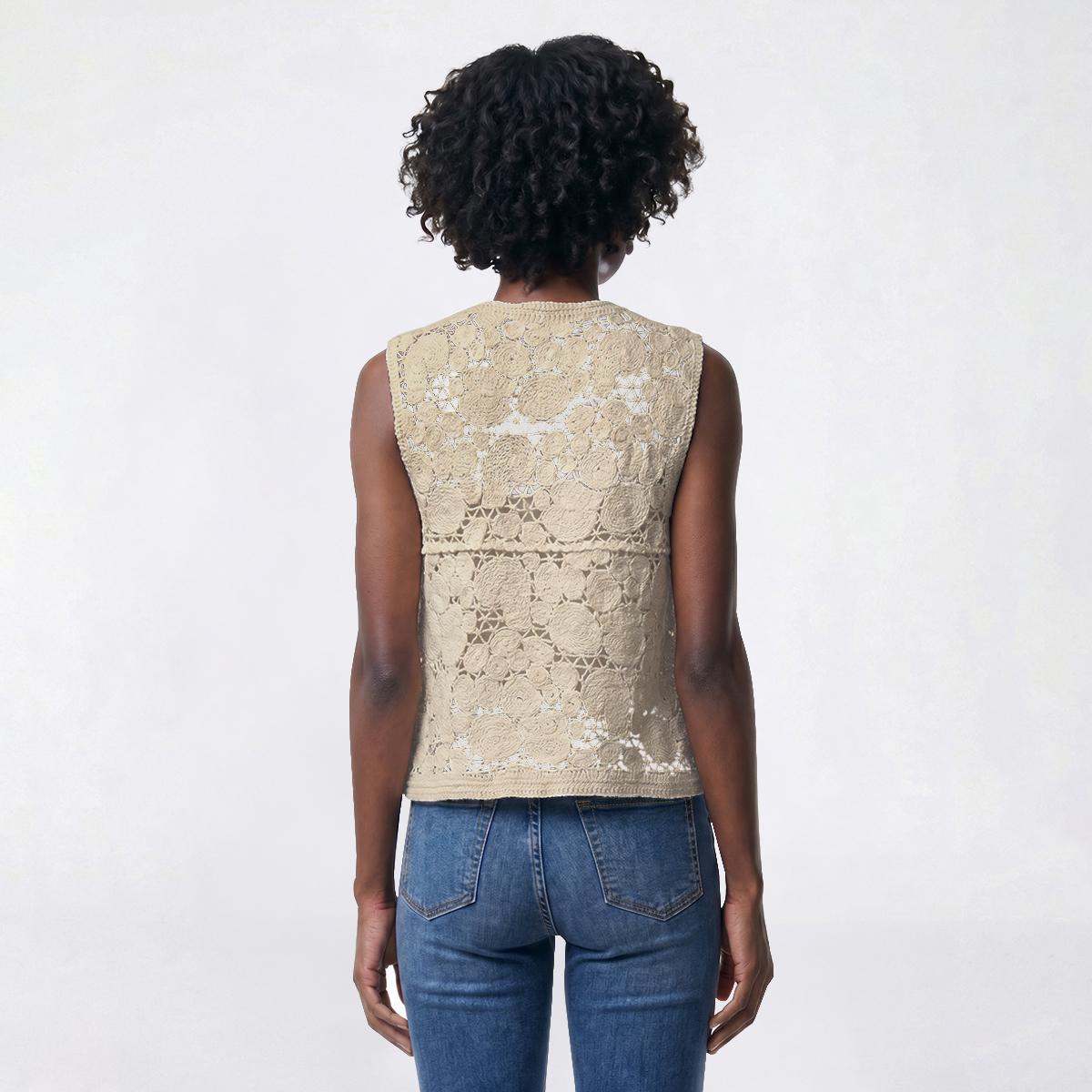Womens Adrianna Papell Crochet Button Front Sweater Vest
