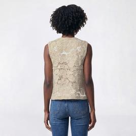 Womens Adrianna Papell Crochet Button Front Sweater Vest
