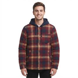 Mens Levi''s(R) Quilted Shirt Jacket with Hood - Burgundy/Navy