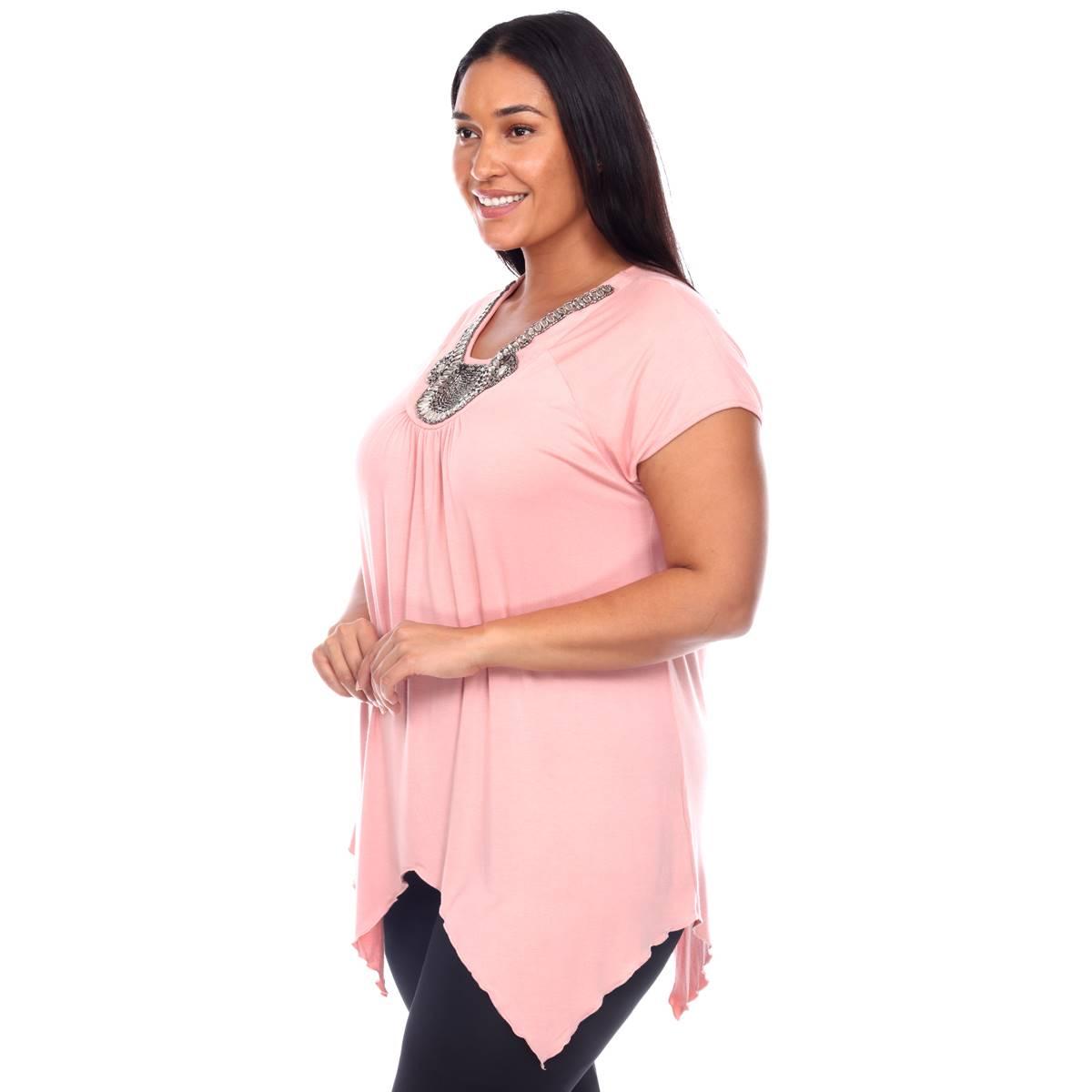 Plus Size White Mark Short Sleeve V-Neck Fenella Tunic