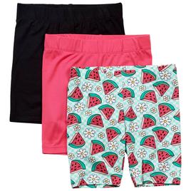 Girls (4-6x) Star Ride(R) 3pk. Watermelon/Check & Solid Bike Shorts