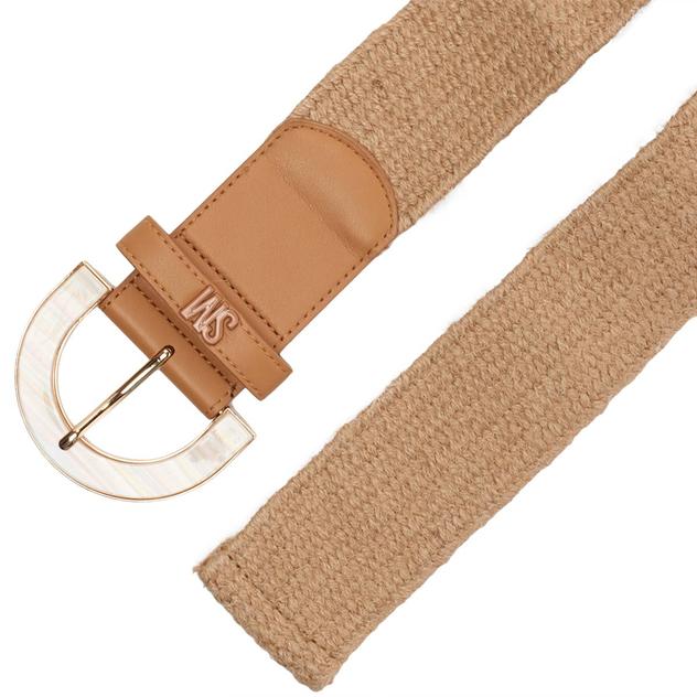 Womens Steve Madden Jute Stretch Belt w/Resin Overlay Buckle