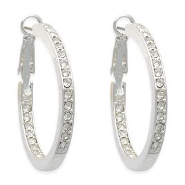 Freedom Nickel-Free Silver-Tone In & Out Crystal Hoop Earrings