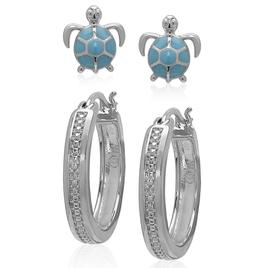 Accents by Gianni Argento Turtle Stud & Hoop Earrings Set