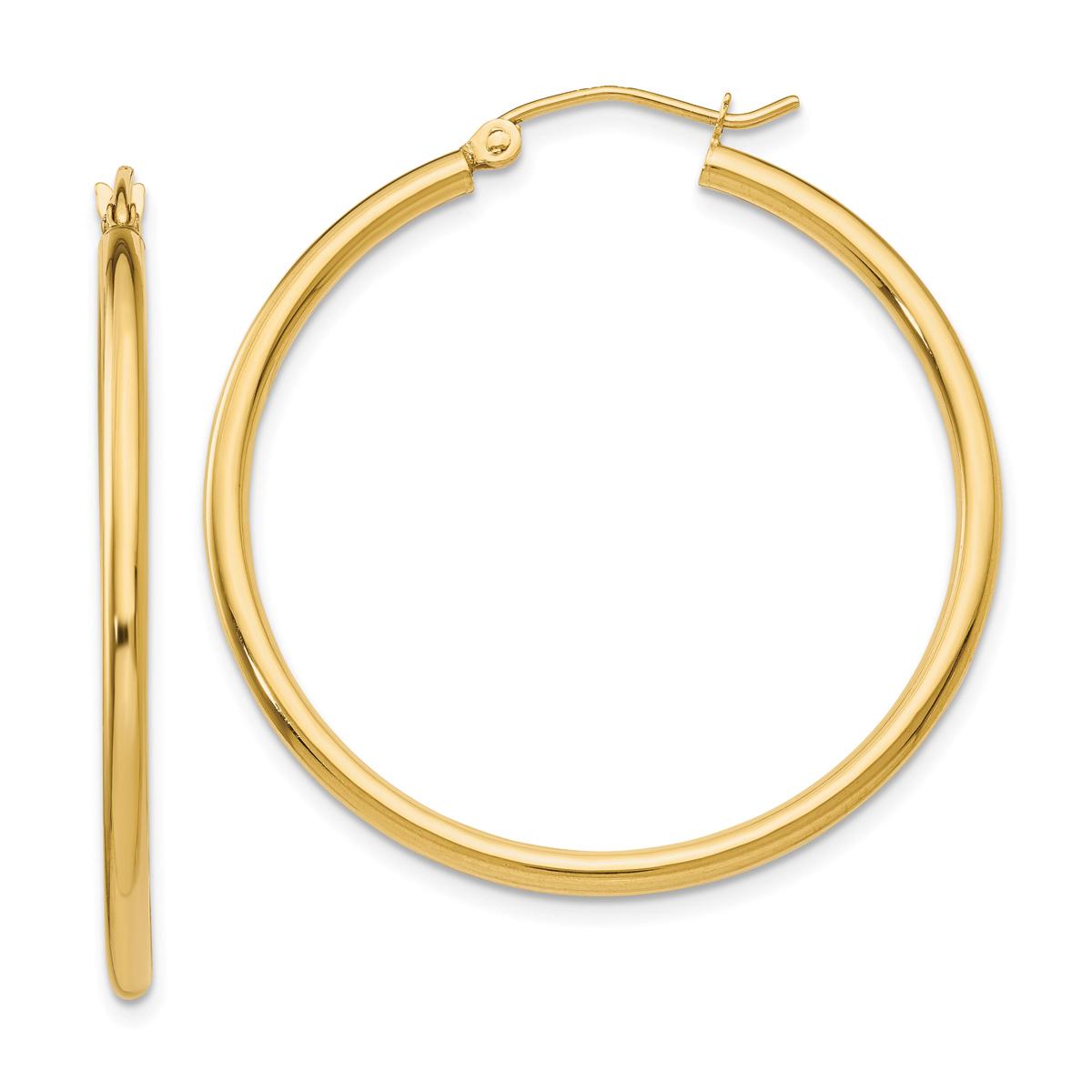Gold Classics(tm) 14kt. Gold 35mm Tube Hoop Earrings