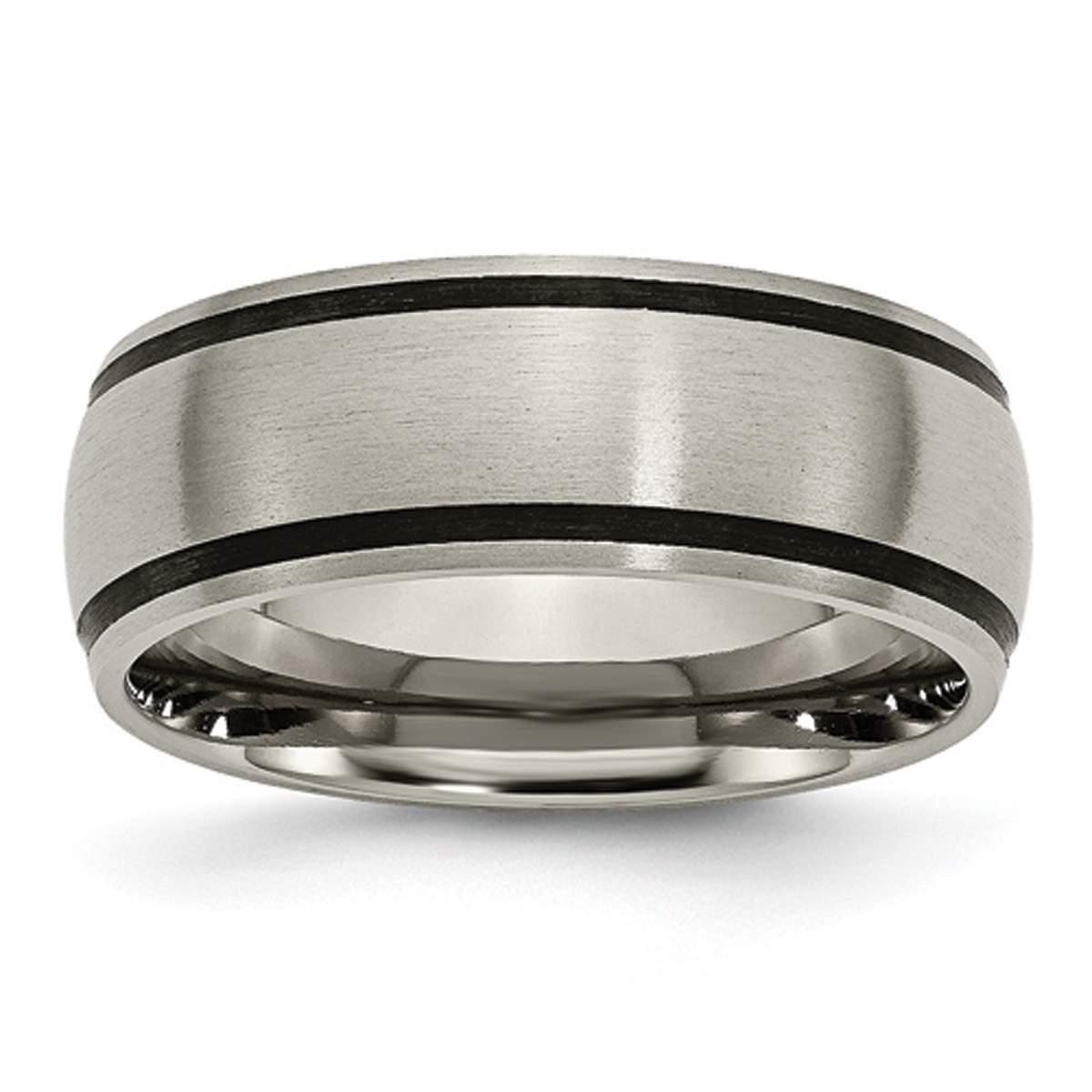 Mens Endless Affection(tm) Titanium Black Rubber 8mm Brushed Band